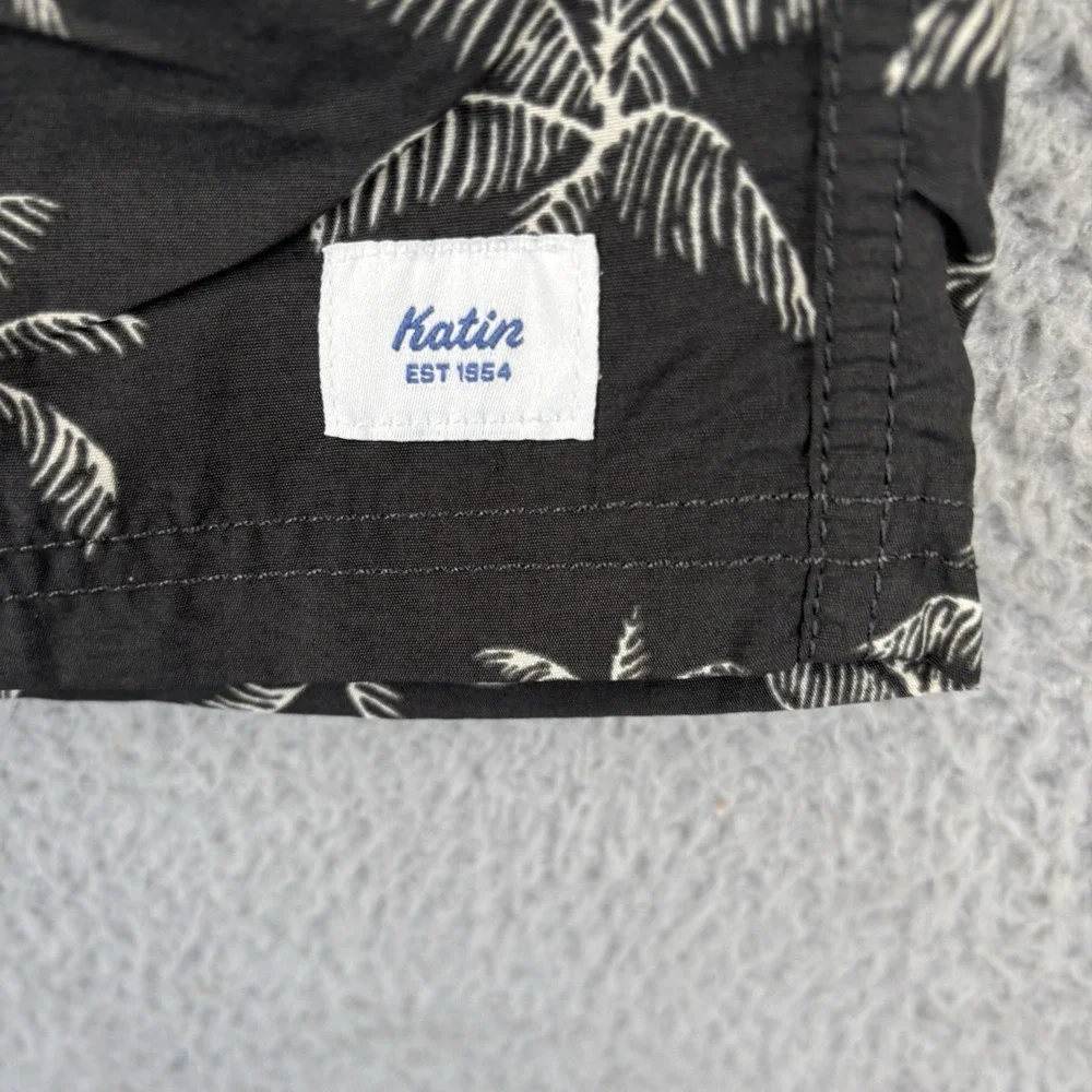 Katin Board Shorts Mens Large Black 34x6 Palm Tree Tropical Swim Trunks Beach